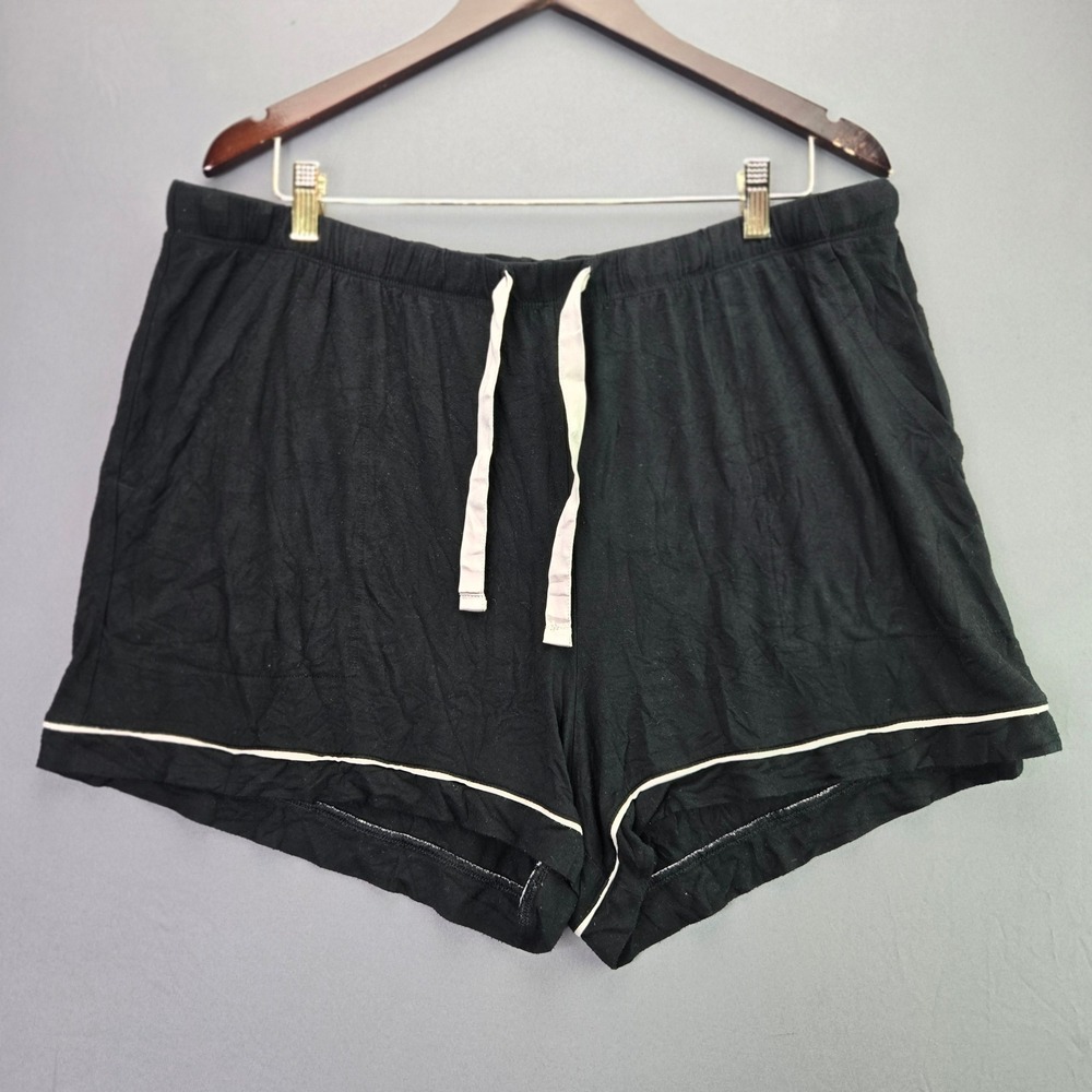 Stars Above Pajama Shorts Sleepwear 1X Black Modal Soft Contrast Trim Plus Size